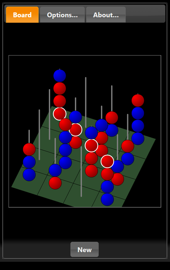 Red wins on inner cube body diagonal of the game board as indicated
